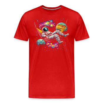 Hamac Astronaute Science Espace - T-shirt bio Premium Homme - rouge - Devant - Damien (186cm)