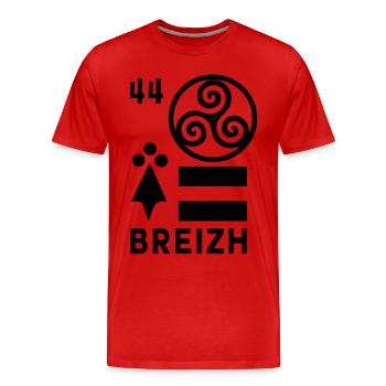 Loire-Atlantique 44 - T-shirt bio Premium Homme - rouge - Devant - Damien (186cm)