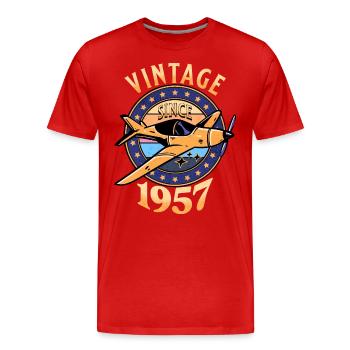 Vintage Aircraft 1957 65 Jahre Jubiläum - Männer Premium Bio T-Shirt - Rot - Vorne - Damien (186cm)