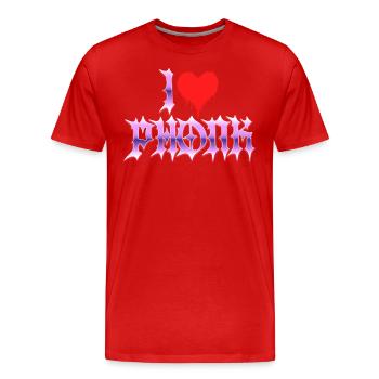 J'aime La Phonk - J'adore La Musique Phonk - T-shirt bio Premium Homme - rouge - Devant - Damien (186cm)