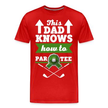 Golf T Shirt Design - Men's Premium Organic T-Shirt - red - Front - Damien (186cm)