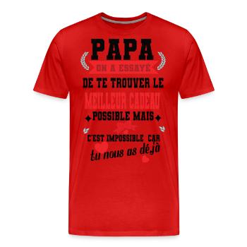 Belle idée cadeau drôle pour papa fete des pères - T-shirt bio Premium Homme - rouge - Devant - Damien (186cm)