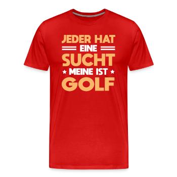Golfspieler Golfen Golfspielen Meine Sucht Golf - Männer Premium Bio T-Shirt - Rot - Vorne - Damien (186cm)
