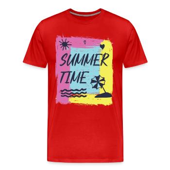 Summertime joy. - Men's Premium Organic T-Shirt - red - Front - Damien (186cm)