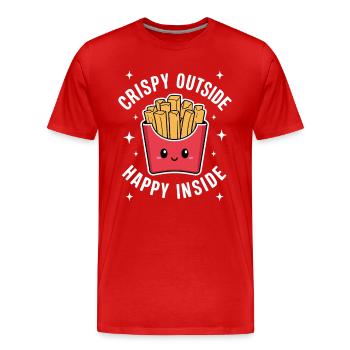 Sac à frites croustillant à l’extérieur Heureux à l’intérieur - T-shirt bio Premium Homme - rouge - Devant - Damien (186cm)