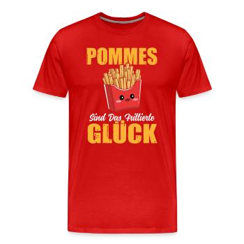 Pommes Sind das Frittierte Glück Pommesdude Brater - Männer Premium Bio T-Shirt - Rot - Vorne - Damien (186cm)