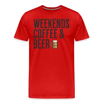 Coffee & Beer Weekends Comedy Weekend - Men's Premium Organic T-Shirt - red - Front - Damien (186cm)