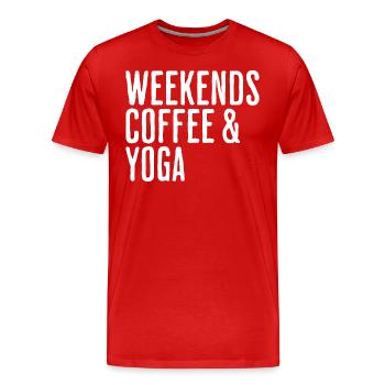 Entspannendes Zen-Wochenende Kaffee & Yoga - Männer Premium Bio T-Shirt - Rot - Vorne - Damien (186cm)