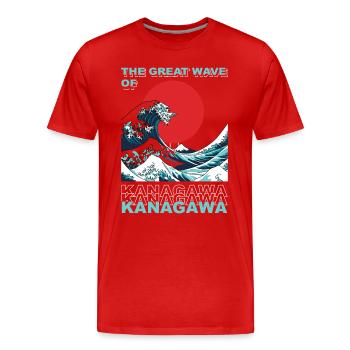 The Great Wave of Kanagawa, Japan - Men's Premium Organic T-Shirt - red - Front - Damien (186cm)