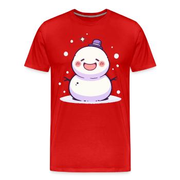 Süßer Weihnachts Schneemann - Festtags-Design - Männer Premium Bio T-Shirt - Rot - Vorne - Damien (186cm)