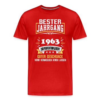 1963 Bester Jahrgang - Männer Premium Bio T-Shirt - Rot - Vorne - Damien (186cm)