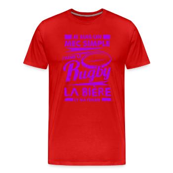J aime le rugby cadeau homme humour - T-shirt bio Premium Homme - rouge - Devant - Damien (186cm)