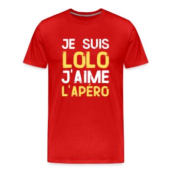 Cadeau Laurent Apero Original - T-shirt bio Premium Homme - rouge - Devant - Damien (186cm)