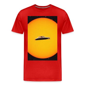 Verfolgungsjagd im Weltraum - Männer Premium Bio T-Shirt - Rot - Vorne - Damien (186cm)