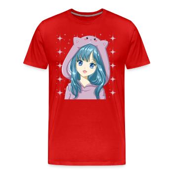 Manga Otaku Anime japonais - T-shirt bio Premium Homme - rouge - Devant - Damien (186cm)