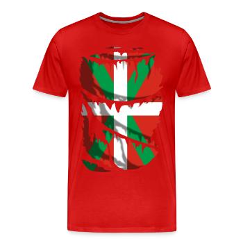 Flag of Euskadi broken. Ikurriña - Men's Premium Organic T-Shirt - red - Front - Damien (186cm)