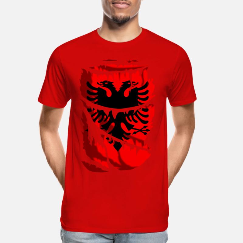 Flagge Albaniens, zerbrochener oder zerrissener Stoffeffekt Männer Premium Bio T-Shirt