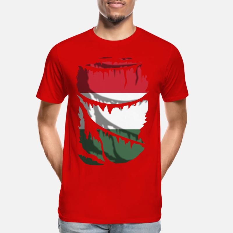 Flagge Ungarns, zerbrochener oder zerrissener Stoffeffekt Männer Premium Bio T-Shirt