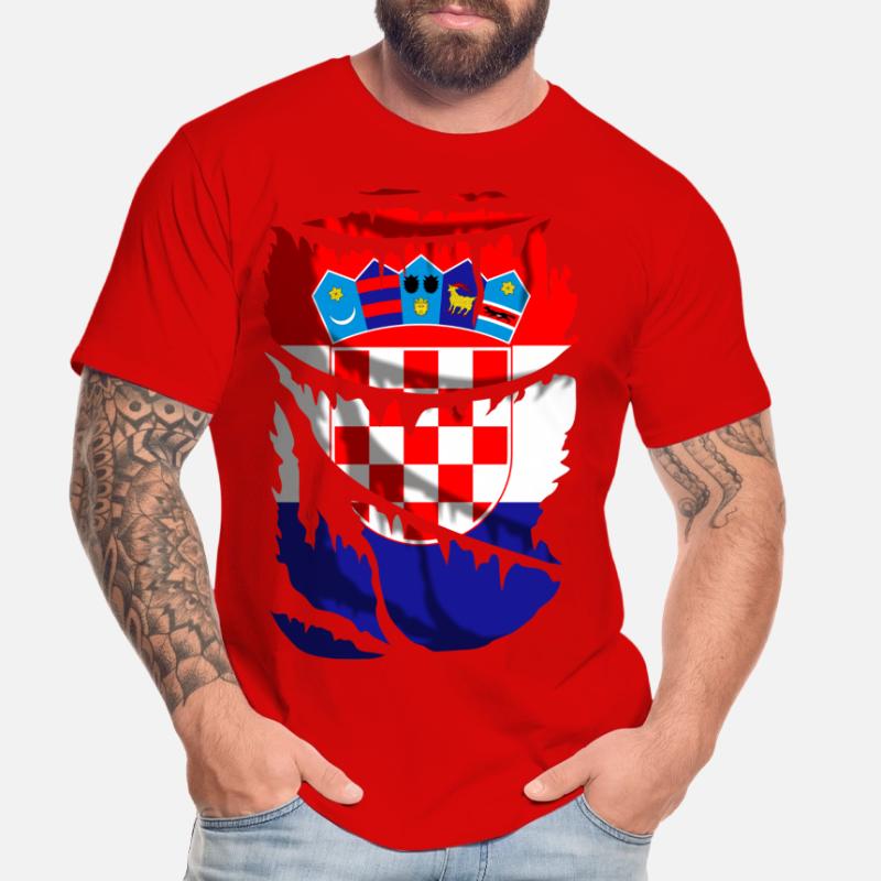 Flagge Kroatiens, zerbrochener oder zerrissener Stoffeffekt Männer Premium Bio T-Shirt