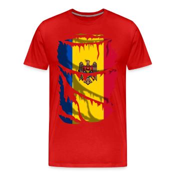Flagge von Moldawien, zerbrochener oder zerrissener Stoffeffekt - Männer Premium Bio T-Shirt - Rot - Vorne - Damien (186cm)