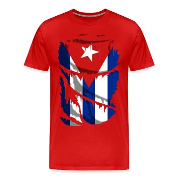 Flag of Cuba, broken fabric effect - Men's Premium Organic T-Shirt - red - Front - Damien (186cm)