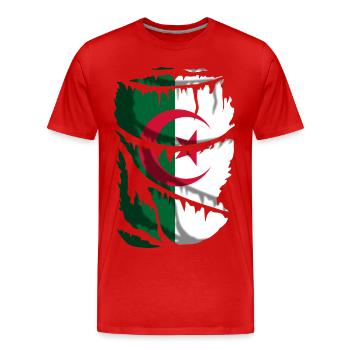 Flag of Algeria, with a broken fabric effect - Men's Premium Organic T-Shirt - red - Front - Damien (186cm)