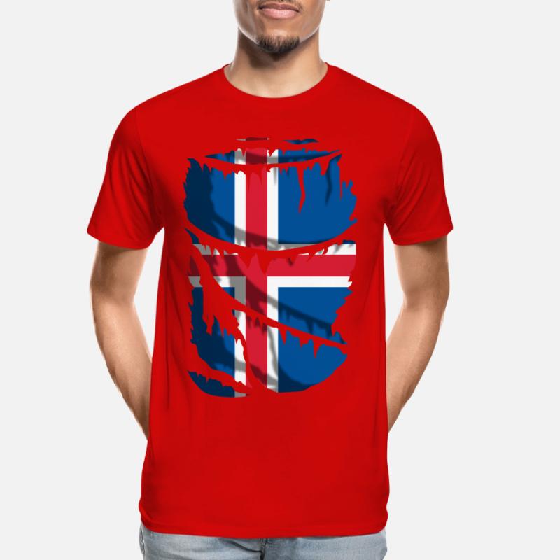 Flagge Islands, zerbrochener oder abgenutzter Stoffeffekt Männer Premium Bio T-Shirt