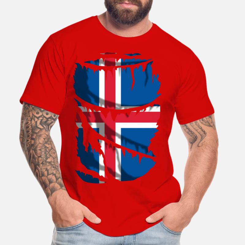Flagge Islands, zerbrochener oder abgenutzter Stoffeffekt Männer Premium Bio T-Shirt