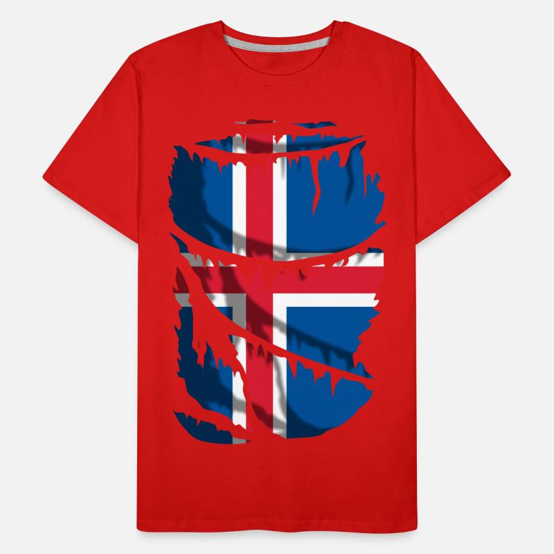 Flagge Islands, zerbrochener oder abgenutzter Stoffeffekt Männer Premium Bio T-Shirt