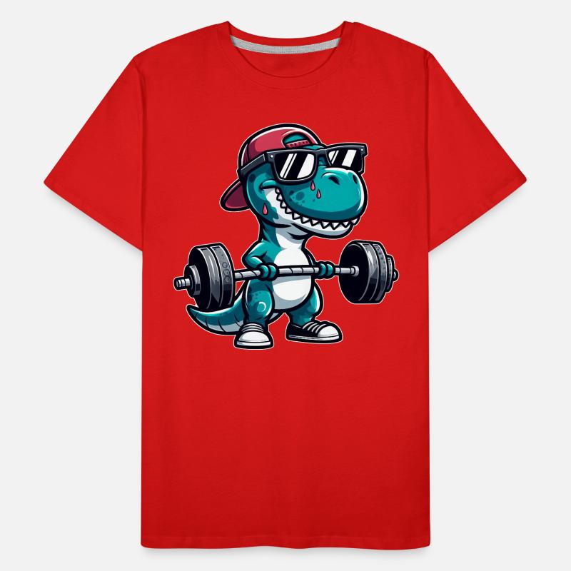 T-Rex Workout Dino Strength Training Men's Premium Organic T-Shirt