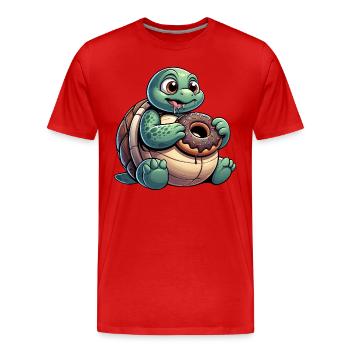 Mollige Cartoon Schildkröte im Donut-Look - Männer Premium Bio T-Shirt - Rot - Vorne - Damien (186cm)