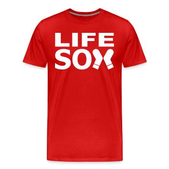 Life Socks - Men's Premium Organic T-Shirt - red - Front - Damien (186cm)