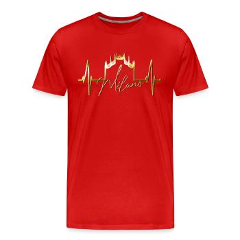 Mailand Skyline Italien Herzschlag Fan Love Milano - Männer Premium Bio T-Shirt - Rot - Vorne - Damien (186cm)