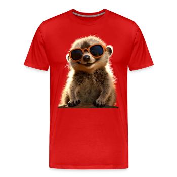 Lunettes de soleil suricate mignon amant de surikate - T-shirt bio Premium Homme - rouge - Devant - Damien (186cm)