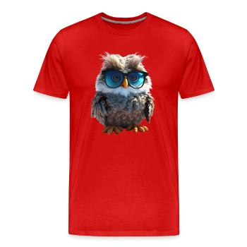 Owl Barn Owl Gift Kauz Uhu Owl Sweet Owls - Men's Premium Organic T-Shirt - red - Front - Damien (186cm)