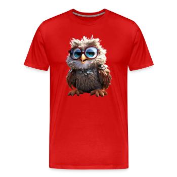 Owl Barn Owl Gift Owl Owl Owl Cute Owls - Men's Premium Organic T-Shirt - red - Front - Damien (186cm)
