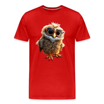 Owl Barn Owl Gift Kauz Uhu Owl Sweet Owls - Men's Premium Organic T-Shirt - red - Front - Damien (186cm)