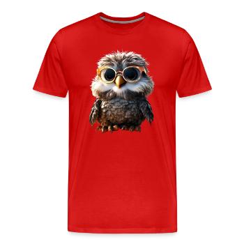 Owl Barn Owl Gift Owl Owl Owl Cute Owls - Men's Premium Organic T-Shirt - red - Front - Damien (186cm)