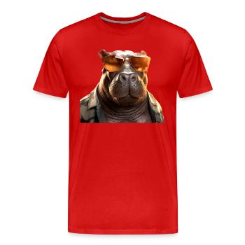 Hippo Hippo Papa Hippopotamus Cool Hippo - Men's Premium Organic T-Shirt - red - Front - Damien (186cm)
