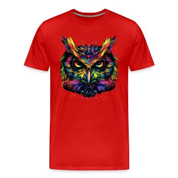 Owl Colorful Rainbow Colors Pop Art Owl Eagle Owl Owls - Men's Premium Organic T-Shirt - red - Front - Damien (186cm)