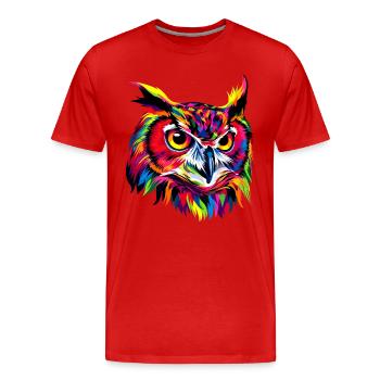 Owl Colorful Rainbow Colors Pop Art Owl Eagle Owl Owls - Men's Premium Organic T-Shirt - red - Front - Damien (186cm)