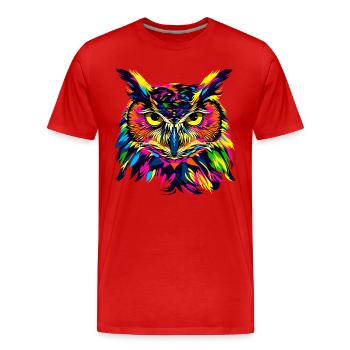 Owl Colorful Rainbow Colors Pop Art Owl Eagle Owl Owls - Men's Premium Organic T-Shirt - red - Front - Damien (186cm)
