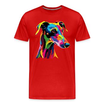 Windhund Hunde Bunte Farben Pop Art Hund Greyhound - Männer Premium Bio T-Shirt - Rot - Vorne - Damien (186cm)