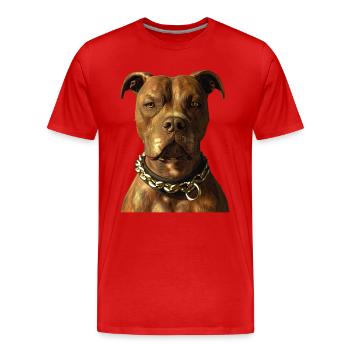 Pitbull Bulldog Pittie American Pitbull Terrier - Men's Premium Organic T-Shirt - red - Front - Damien (186cm)