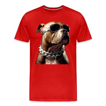 Pitbull Bulldog Pittie American Pitbull Terrier - Men's Premium Organic T-Shirt - red - Front - Damien (186cm)