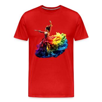 Danseuse de flamenco Arc-en-ciel Robe colorée Danse - T-shirt bio Premium Homme - rouge - Devant - Damien (186cm)