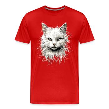 Chat Angora Blanc Chat Angora Chats Angora Mignons - T-shirt bio Premium Homme - rouge - Devant - Damien (186cm)