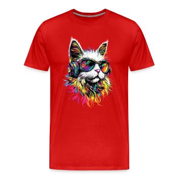Chat Angora Blanc Chat Angora Chats Angora Mignons - T-shirt bio Premium Homme - rouge - Devant - Damien (186cm)