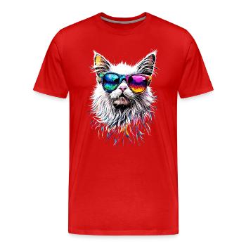 Angora Cat White Angora Cat Cute Angora Cats - Men's Premium Organic T-Shirt - red - Front - Damien (186cm)