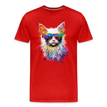 Chat Angora Blanc Chat Angora Chats Angora Mignons - T-shirt bio Premium Homme - rouge - Devant - Damien (186cm)